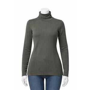 Athleta Flurry Blizzard Rib Layer Turtleneck Top Grey Large L